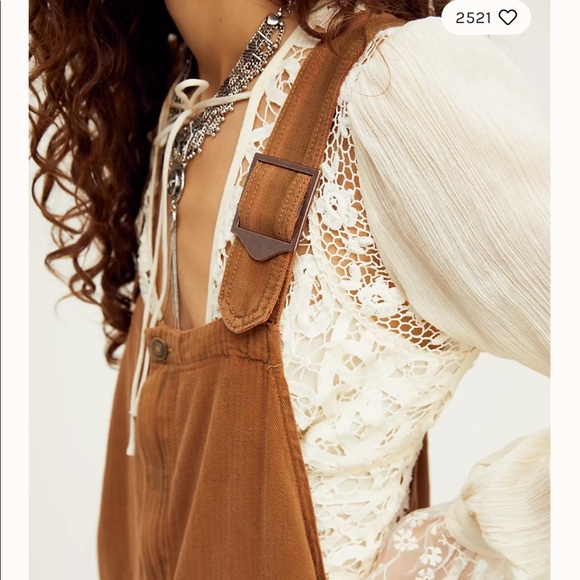 SOLD ✨FREE PEOPLE Hunter Khaki Overdye Brown Denim Overalls SOLD OUT (XS) - Picture 4 of 11